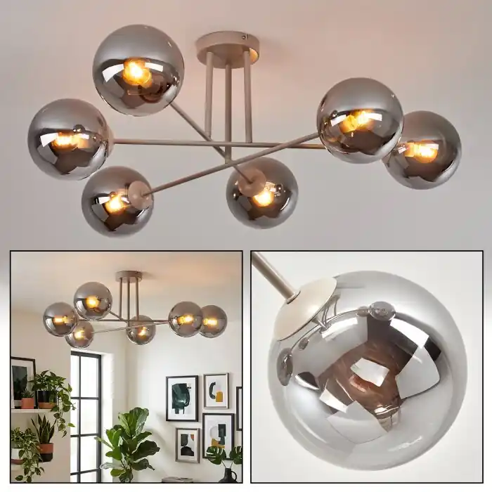 Speciale Aanbieding Gastor Plafondlamp, Kogellampje 80 cm Zandkleurig, 6-lichts