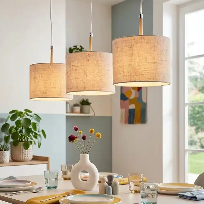 Koop Online Ganik Hanglamp, Hanglamp Chroom, Zandkleurig, 3-lichts