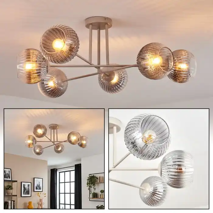 Koop Online Koyoto Plafondlamp, Kogellampje 78 cm Zandkleurig, 6-lichts