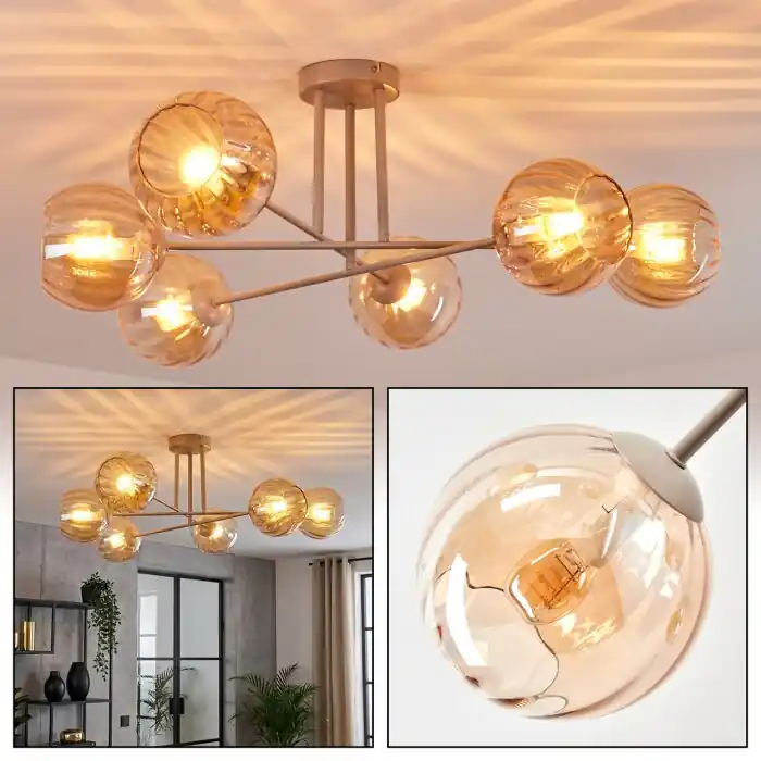 Koyoto Plafondlamp, Kogellampje 78 cm Zandkleurig, 6-lichts Favoriet