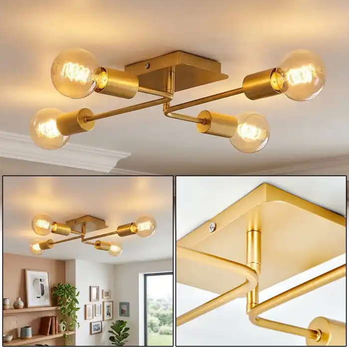 Bogno Plafondlamp Messing, 4-lichts Express Levering
