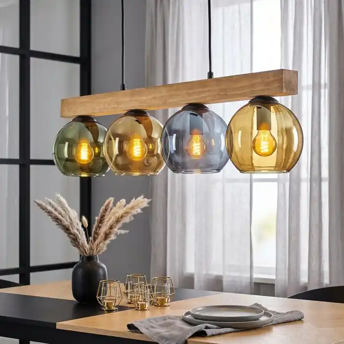 Koyoto Hanglamp, Kogellampje, Hanglamp Natuurlijke kleuren, Zwart, 4-lichts Bestel Nu