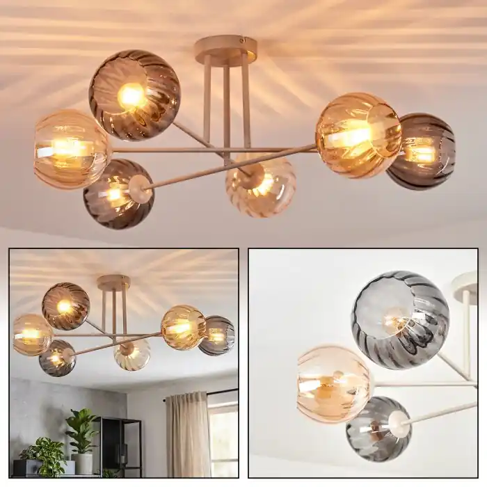 Merkproduct Koyoto Plafondlamp, Kogellampje 78 cm Zandkleurig, 6-lichts