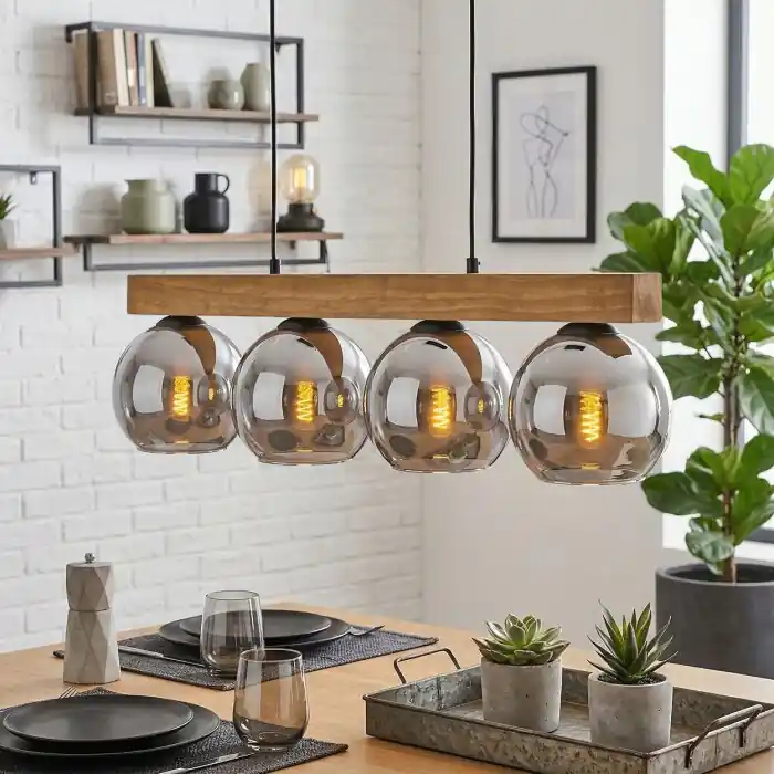 Koyoto Hanglamp, Kogellampje, Hanglamp Natuurlijke kleuren, Zwart, 4-lichts Favoriet