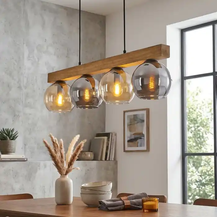 Populair Koyoto Hanglamp, Kogellampje, Hanglamp Natuurlijke kleuren, Zwart, 4-lichts