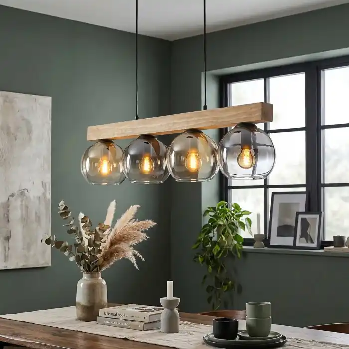 Koyoto Hanglamp, Kogellampje, Hanglamp Natuurlijke kleuren, Zwart, 4-lichts Beperkt Aanbod