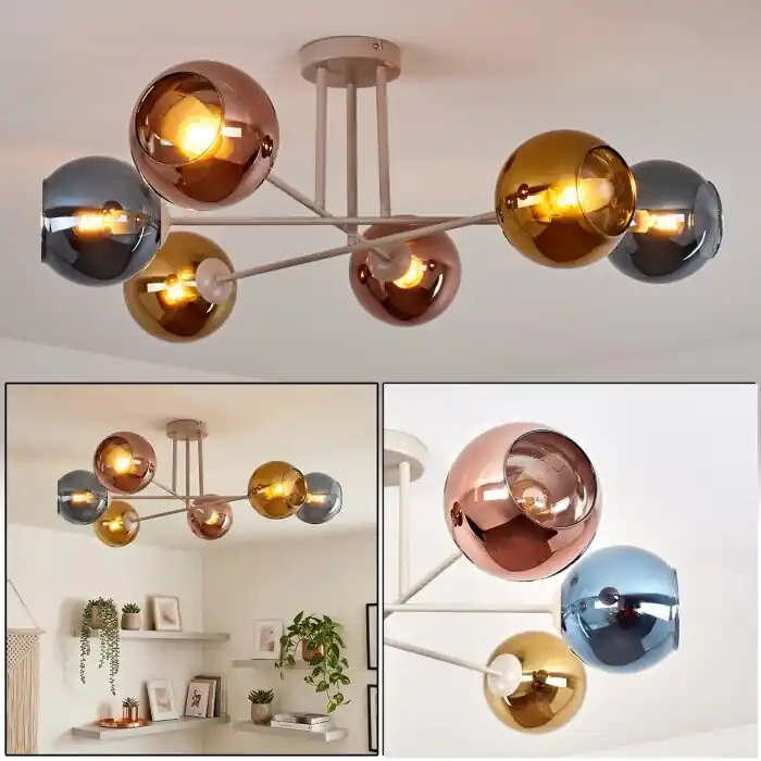 Shop Nu Koyoto Plafondlamp, Kogellampje 78 cm Zandkleurig, 6-lichts