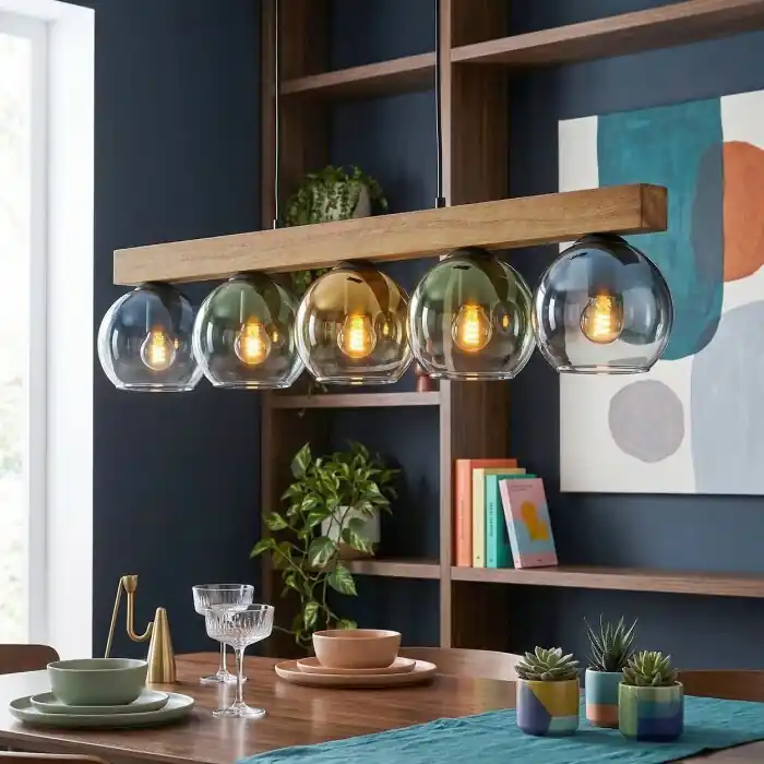 Voordeelprijs Koyoto Hanglamp, Kogellampje, Hanglamp Natuurlijke kleuren, Zwart, 5-lichts