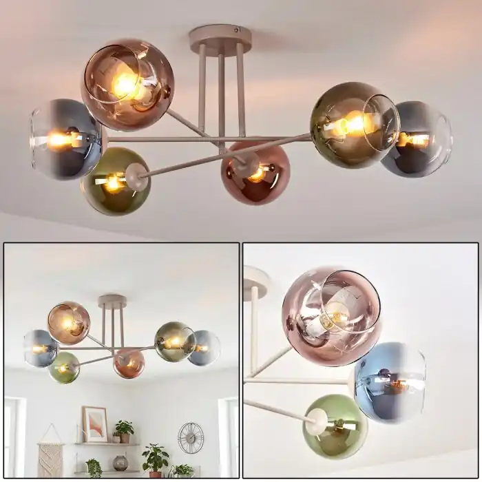 Populair Koyoto Plafondlamp, Kogellampje 78 cm Zandkleurig, 6-lichts