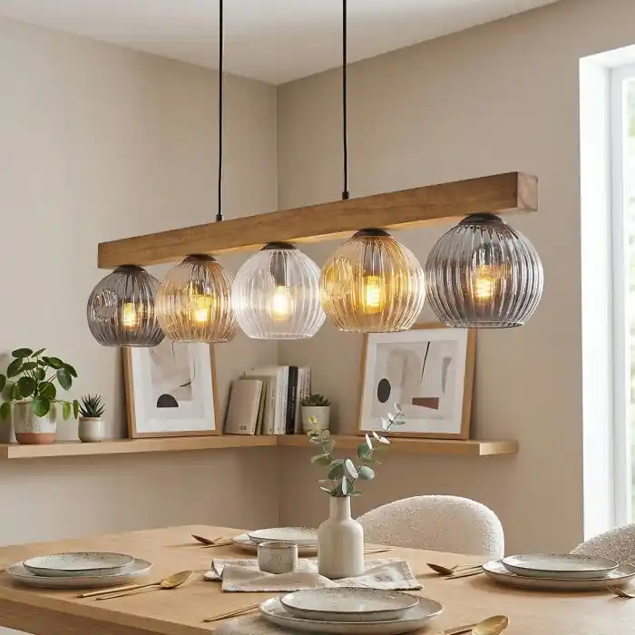 Weekendaanbieding Ripoll Hanglamp, Kogellampje, Hanglamp Natuurlijke kleuren, Zwart, 5-lichts