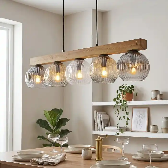 Ripoll Hanglamp, Kogellampje, Hanglamp Natuurlijke kleuren, Zwart, 5-lichts Betrouwbaar