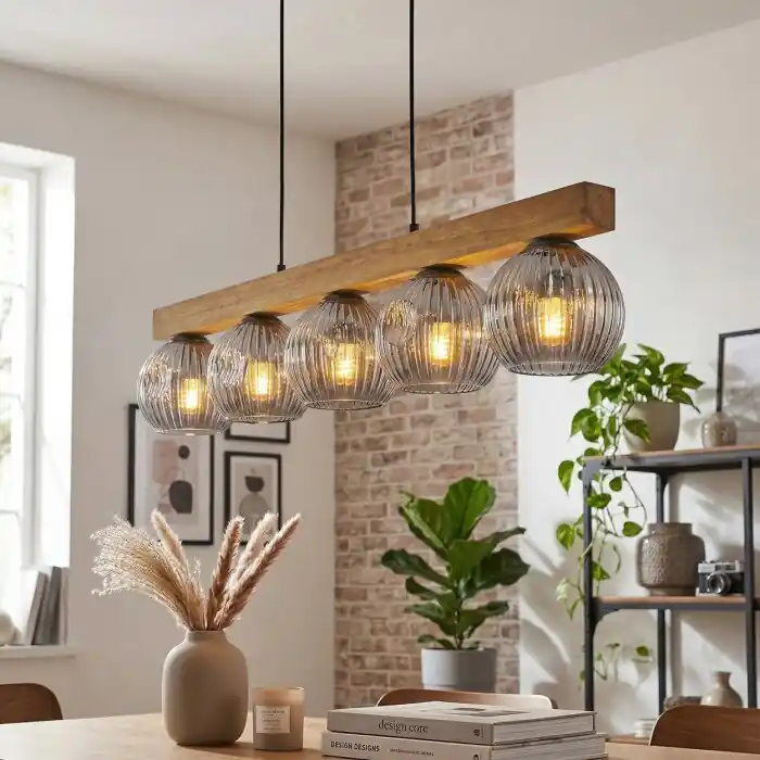 Ripoll Hanglamp, Kogellampje, Hanglamp Natuurlijke kleuren, Zwart, 5-lichts Exclusieve Aanbieding