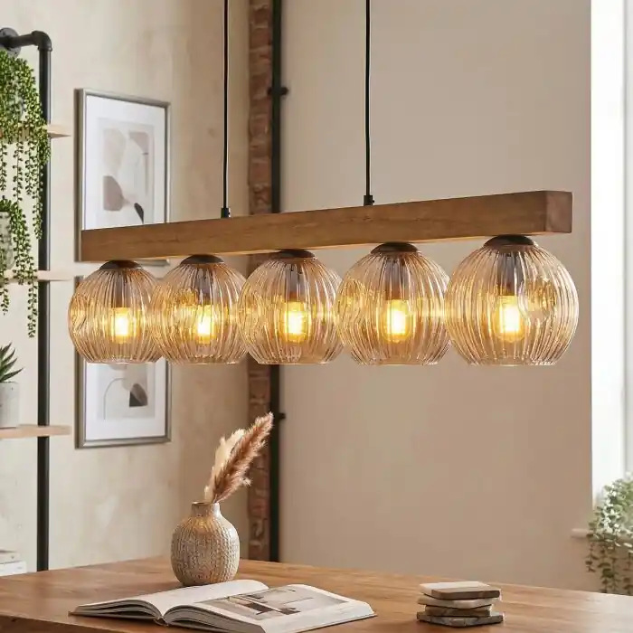 Populair Ripoll Hanglamp, Kogellampje, Hanglamp Natuurlijke kleuren, Zwart, 5-lichts