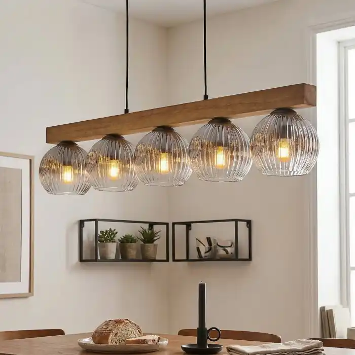 Ripoll Hanglamp, Kogellampje, Hanglamp Natuurlijke kleuren, Zwart, 5-lichts Bestseller