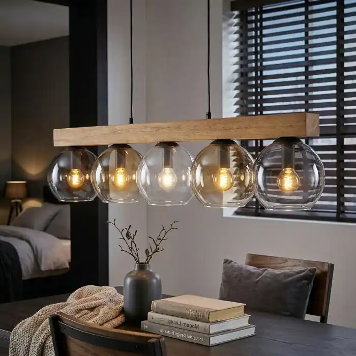 Koyoto Hanglamp, Kogellampje, Hanglamp Natuurlijke kleuren, Zwart, 5-lichts Flitsaanbieding