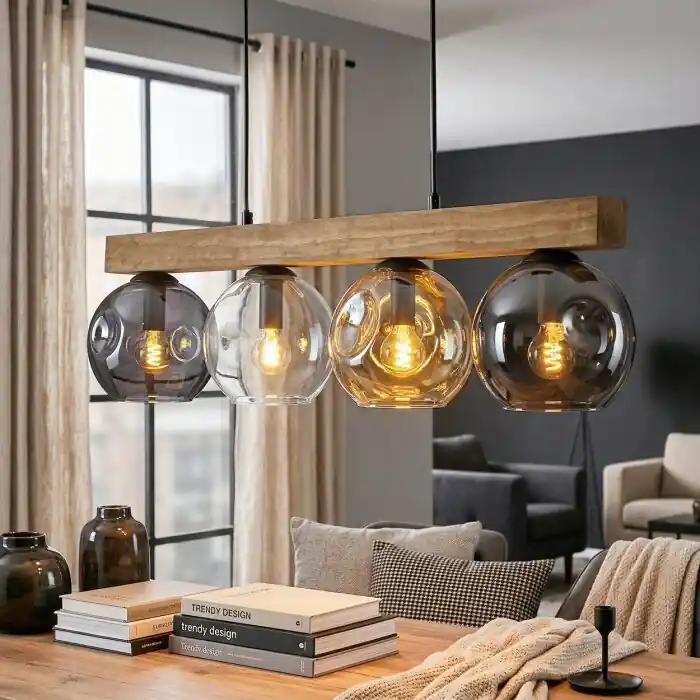 Ripoll Hanglamp, Kogellampje, Hanglamp Natuurlijke kleuren, Zwart, 4-lichts Must-Have