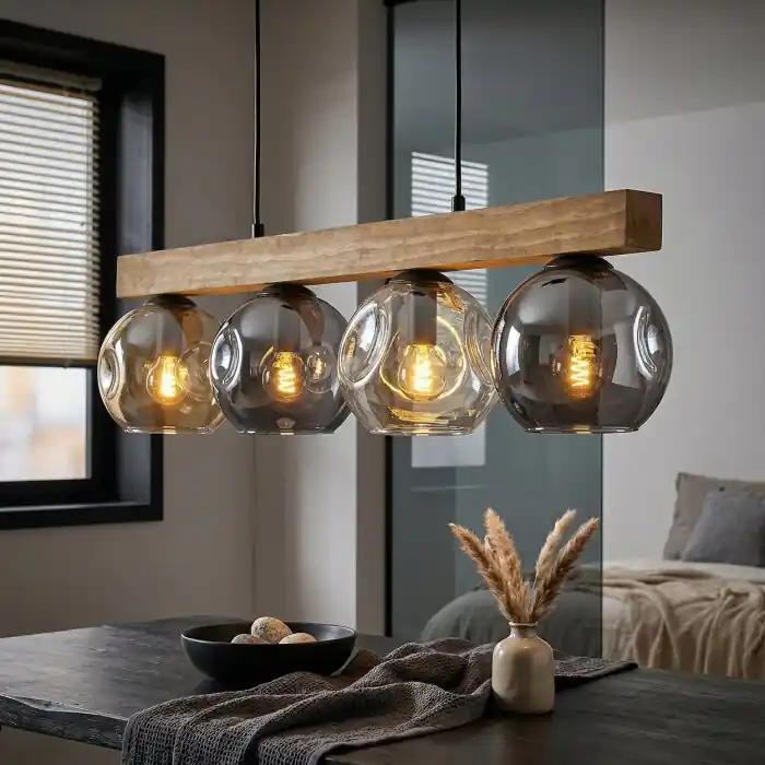 Rechtstreeks Van De Fabrikant Ripoll Hanglamp, Kogellampje, Hanglamp Natuurlijke kleuren, Zwart, 4-lichts