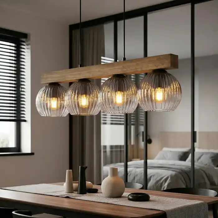 Koop Online Koyoto Hanglamp, Kogellampje, Hanglamp Natuurlijke kleuren, Zwart, 4-lichts