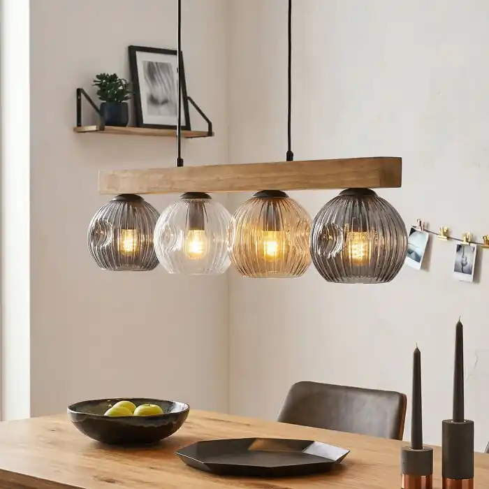 Gecertificeerd Ripoll Hanglamp, Kogellampje, Hanglamp Natuurlijke kleuren, Zwart, 4-lichts