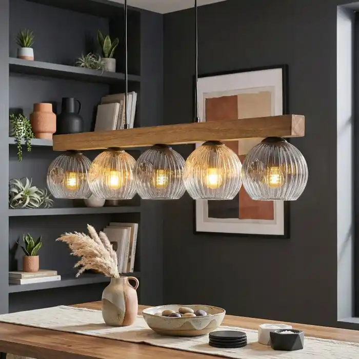 Uitverkoop Ripoll Hanglamp, Kogellampje, Hanglamp Natuurlijke kleuren, Zwart, 5-lichts