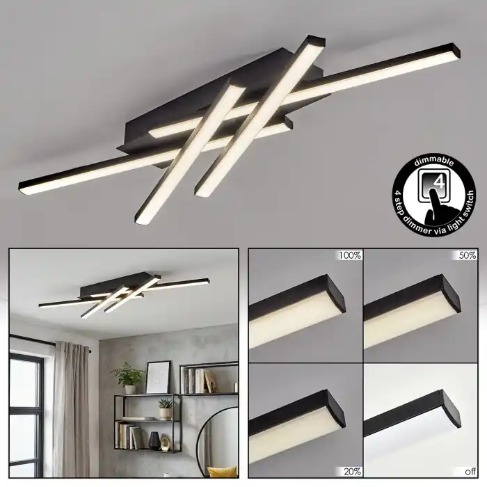 Superprijs Velon Plafondlamp LED Zwart, 1-licht