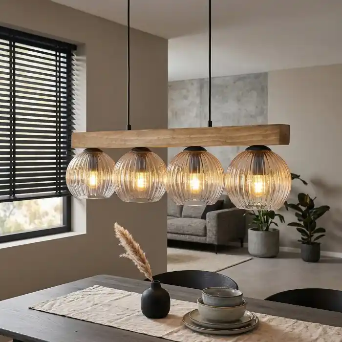 Koyoto Hanglamp, Kogellampje, Hanglamp Natuurlijke kleuren, Zwart, 4-lichts Flitsaanbieding