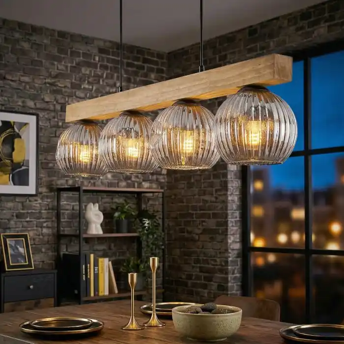 Direct Verzonden Ripoll Hanglamp, Kogellampje, Hanglamp Natuurlijke kleuren, Zwart, 4-lichts