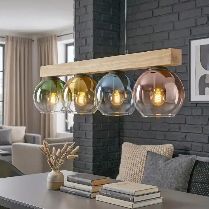 Laatste Kans Koyoto Hanglamp, Kogellampje, Hanglamp Natuurlijke kleuren, Zwart, 4-lichts