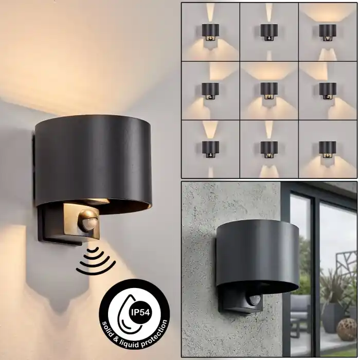 Aanbieding Almodofa Wandlamp voor buiten, Licht omhoog & omlaag, Wandlamp LED Antraciet, 1-licht, Bewegingsmelder