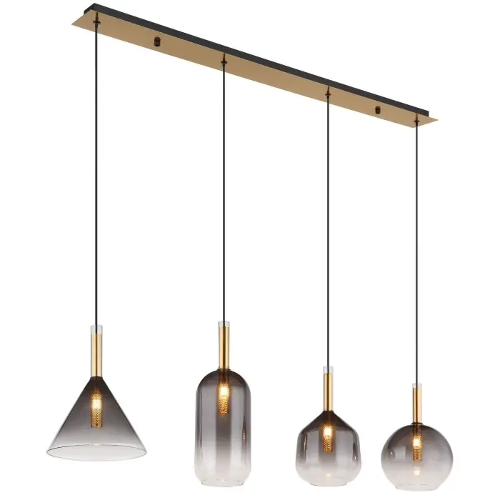 Globo Elisabeth Hanglamp Messing, 4-lichts Uitverkoop
