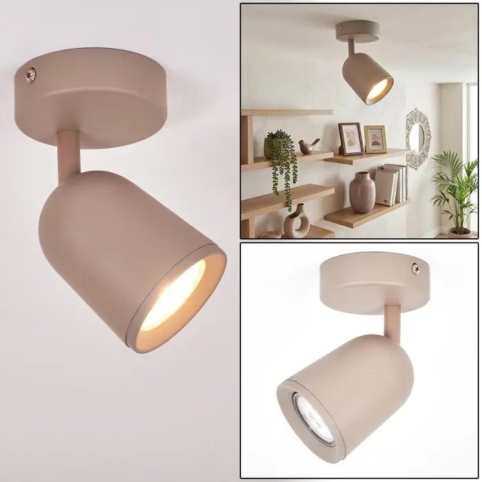 Flitsaanbieding Lemak LED plafondspot zandkleurig, verstelbare opbouwspot GU10 modern