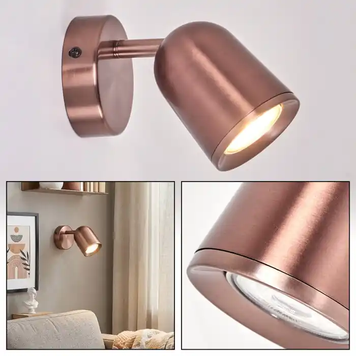 Lemak LED wandspot koperkleurig, verstelbare wandlamp met GU10 fitting Goedkoop