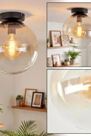 Aanbieding Gastor plafondlamp glazen bol met amberkleurig glas, retro plafondverlichting