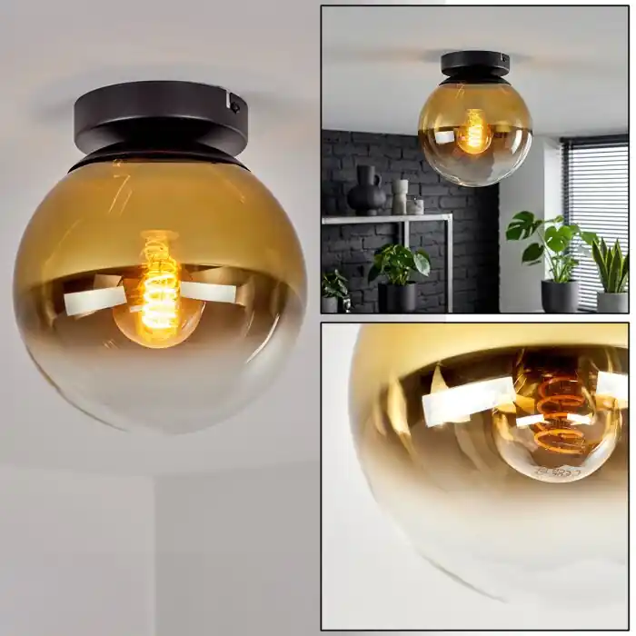 Veilige Betaling Gastor bolvormige plafondlamp E27 voor woonkamer en eetkamer, retro-vintage