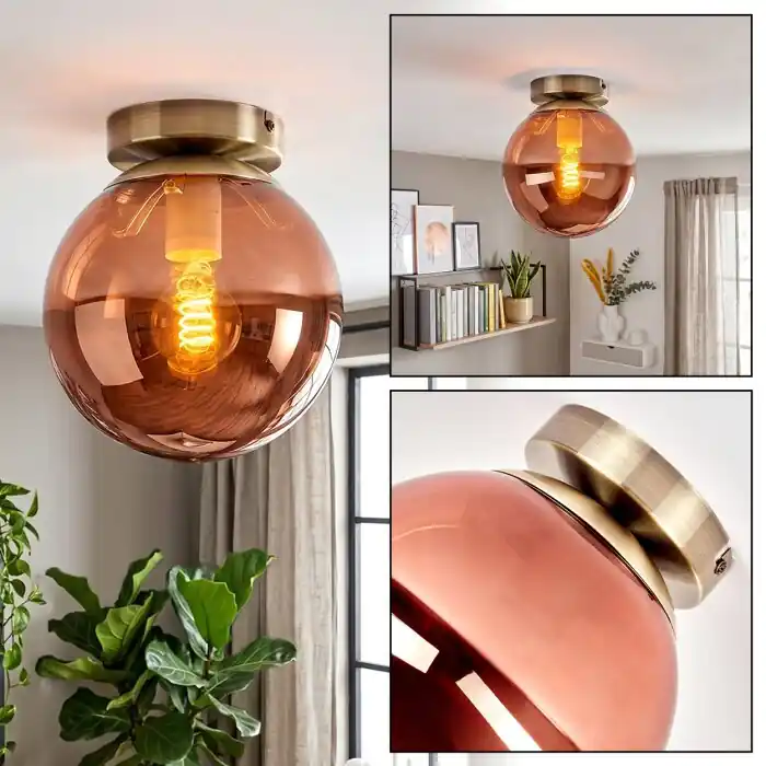 Lage Prijs Gastor vintage plafondlamp in bolvorm E27, retro stijl voor woonkamer en slaapkamer
