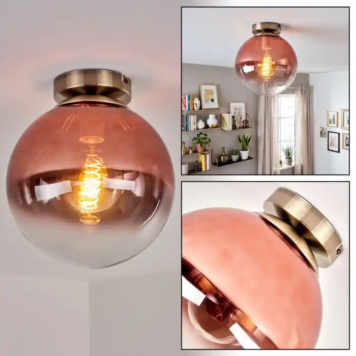 Gastor globe plafondlamp met bolvormige kap, E27, retro voor woonkamer en hal Exclusieve Aanbieding