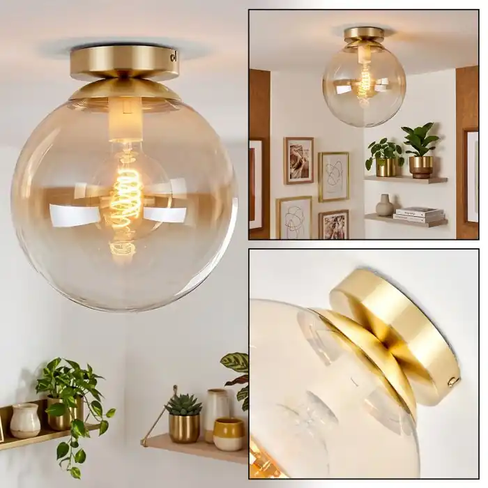 Gastor plafondlamp rond E27, bolvormige plafondverlichting ø 25 cm, vintage Meest Verkocht