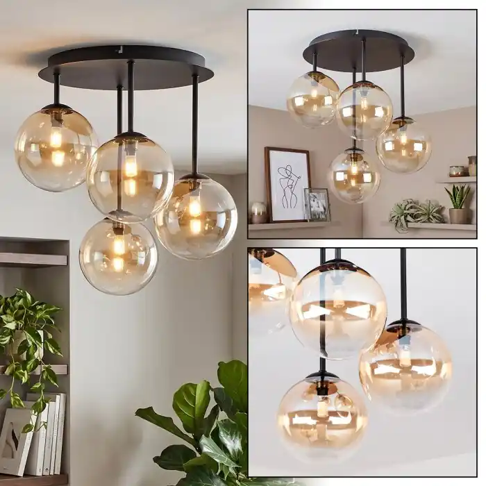 Chehalis 4-lichts plafondlamp met bollen, G9, retro vintage voor woonkamer Tijdelijk Beschikbaar
