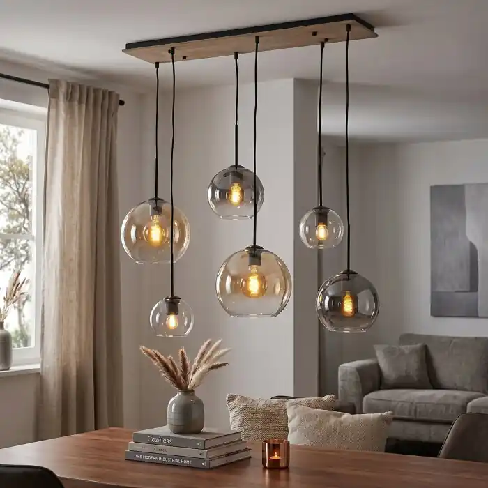 Koyoto hanglamp, 6-lichts E27, bolvormige eettafellamp voor eetkamer en hal Meest Verkocht