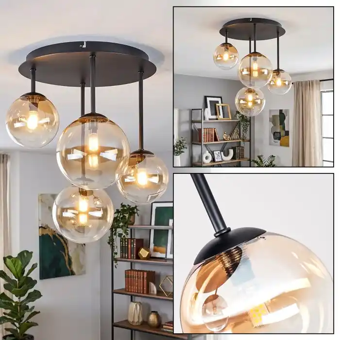 Chehalis retro plafondlamp met bolkappen, 4-lichts G9 voor woonkamer en slaapkamer Op = Op