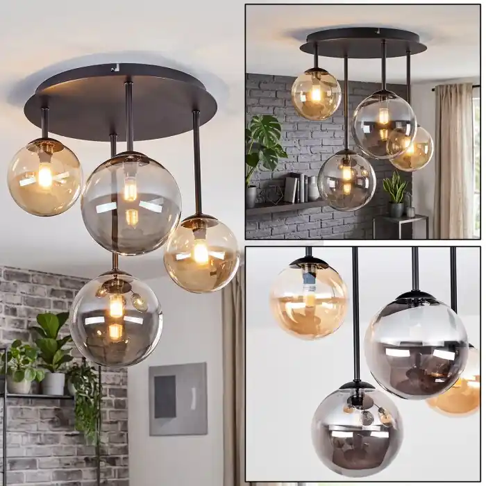 Beste Prijs Chehalis plafondlamp met bolvormige kappen, 4-lichts G9, modern retro vintage