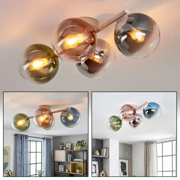 Bestseller Koyoto 4-lichts plafondlamp met bolvormige kappen, E14, retro vintage