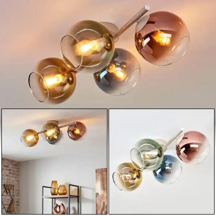 Koyoto retro plafondlamp met bollen, 4-lichts E14 voor woonkamer en hal Hoge Kwaliteit
