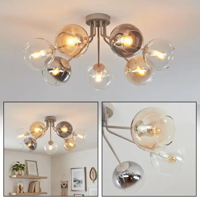 Bestseller Koyoto plafondlamp met bolvormige kappen, 7-lichts, rond, ø 82 cm, E14