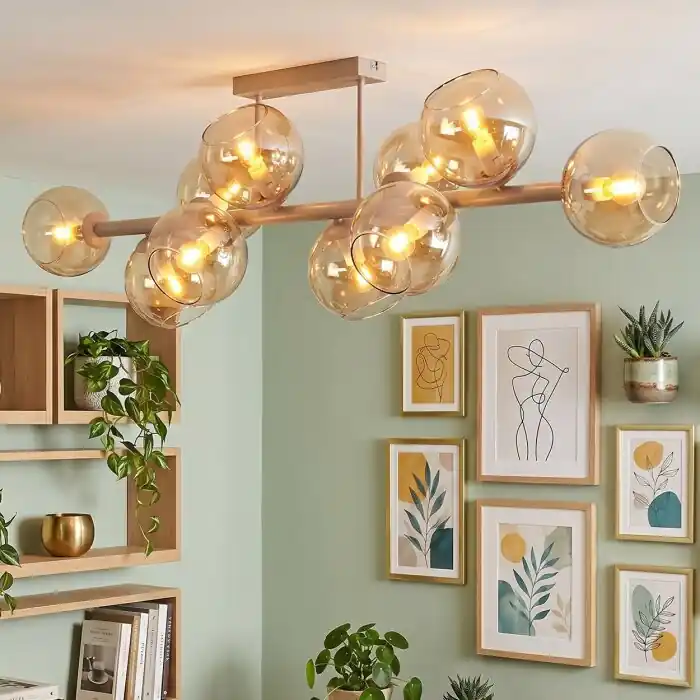 Koyoto bolvormige plafondlamp voor woonkamer, 10-lichts E14, modern retro Goedkoop