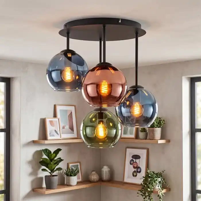 Alleen Vandaag Koyoto 4-lichts vintage plafondlamp met bollen voor woonkamer en eetkamer