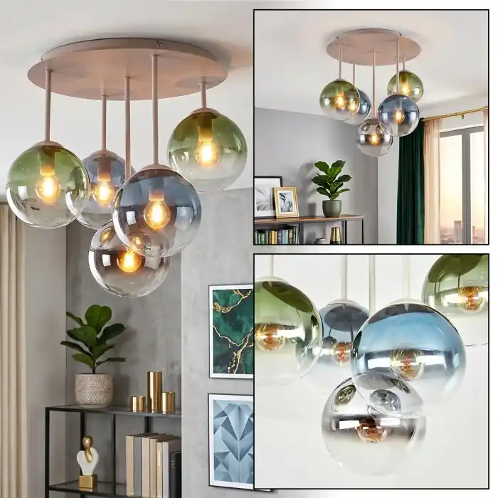 Hete Deal Gastor 5-lichts plafondlamp met bolvormige kappen, rond design voor woonkamer