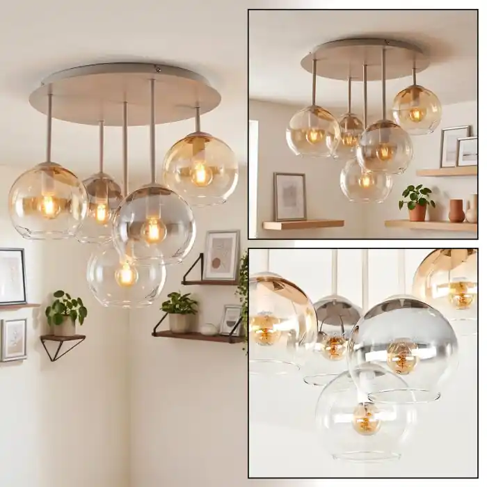 Korting Koyoto plafondlamp 5-lichts, ronde bolvormige plafondverlichting ø 45 cm