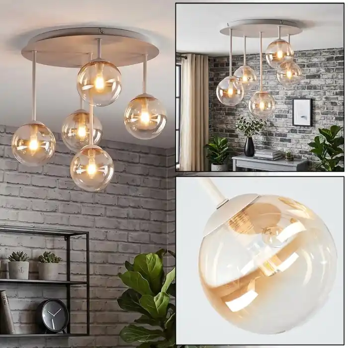 Meest Verkocht Chehalis 5-lichts plafondlamp met bolkappen voor eetkamer, G9, ø 43 cm