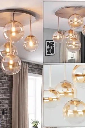 Chehalis 5-lichts plafondlamp met bolkappen, G9, ø 45 cm, retro modern Voordeelprijs